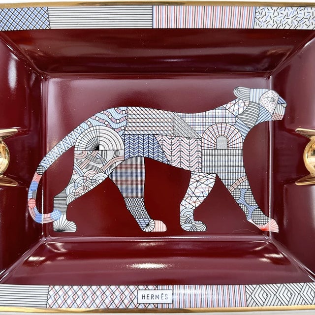 2020s Hermès Mosaic Leopard Bone China Ashtray & Trinket Dish For Sale - Image 5 of 8