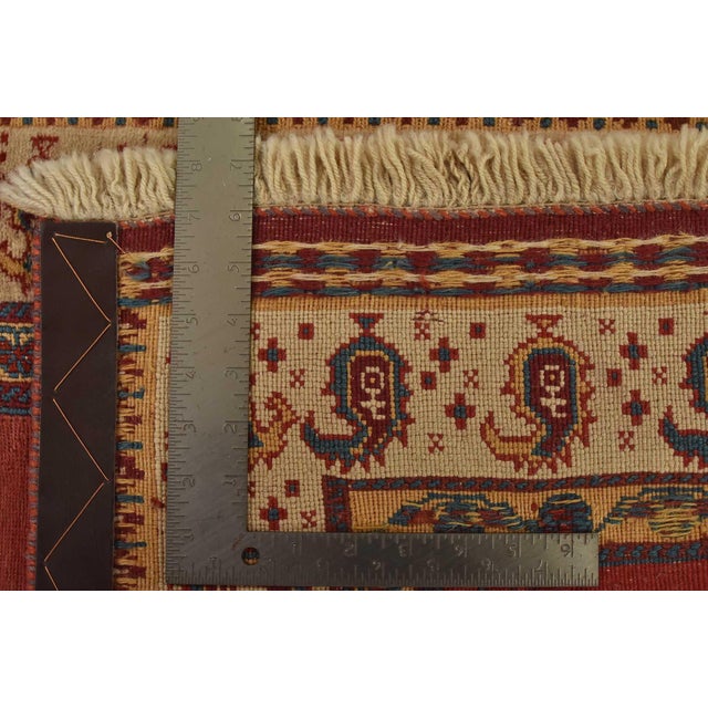 Gabbeh Rug 3’5” X 5’4” Red Wool Vintage Tribal Hand-Knotted Oriental Carpet For Sale - Image 11 of 11