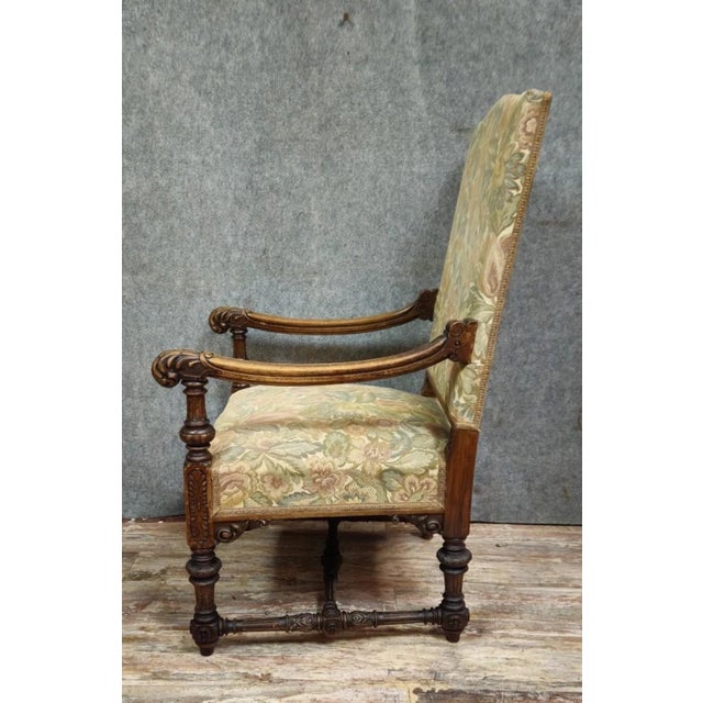 Wood Armchair in Carved Walnut For Sale - Image 7 of 9