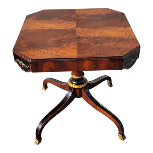 19th C Flame Mahogany Regency Side Table Center Table by Wyman Furniture For Sale - Image 14 of 17