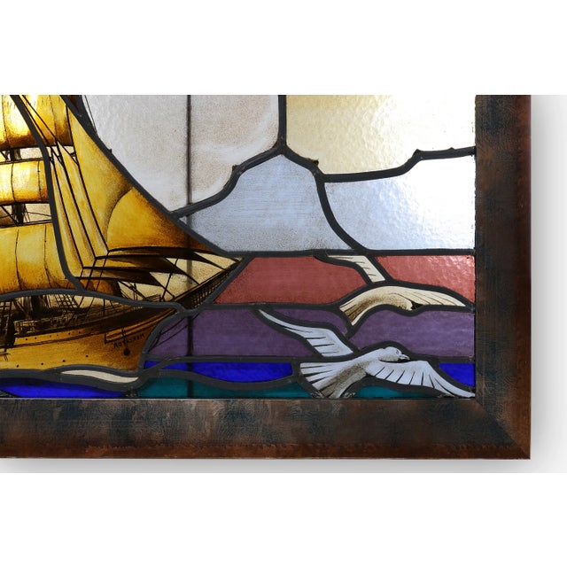 1950s Framed Stained Glass Window by Leo Vingerhoets, 1950s For Sale - Image 5 of 12