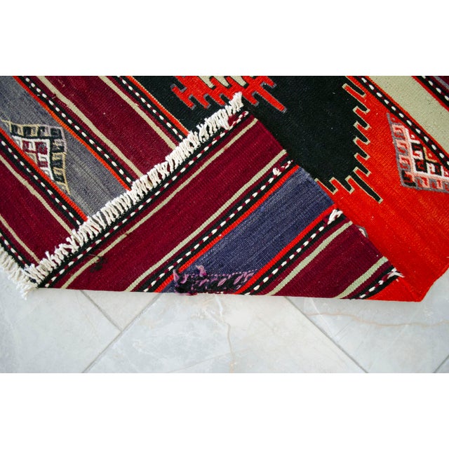 1940s Turkish Kilim Rug Hand Woven Large Area Rug Jajim - 6′2″ X 13′6″ For Sale - Image 12 of 14