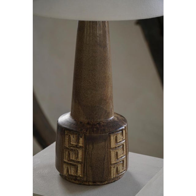 Brown Large Danish Modern Ceramic Stoneware Table Lamp by Løvemose, 1960s For Sale - Image 8 of 12