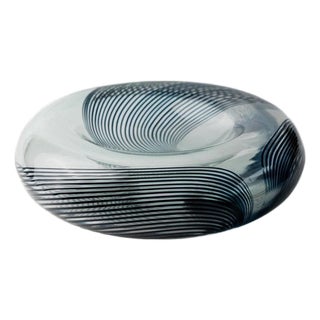 Vintage Filigree Murano Glass Bowl with Twisted Stripe Pattern, Italy, 1970s For Sale