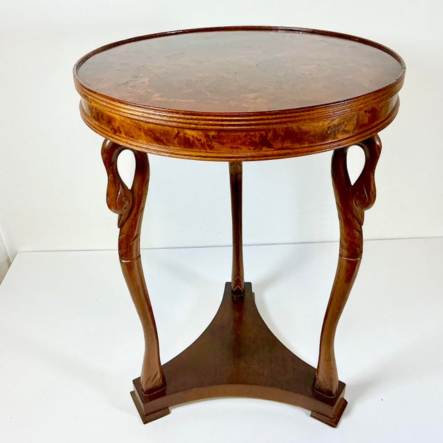 1940s Vintage Italian Empire Regency Art Nouveau Swan Legs Side Table For Sale - Image 4 of 18