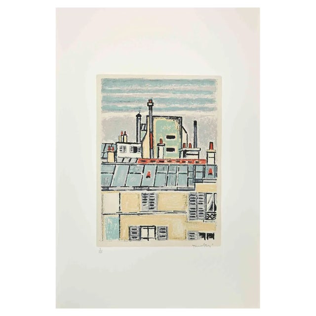 Orfeo Tamburi, View of Paris, 1980s, Lithograph For Sale