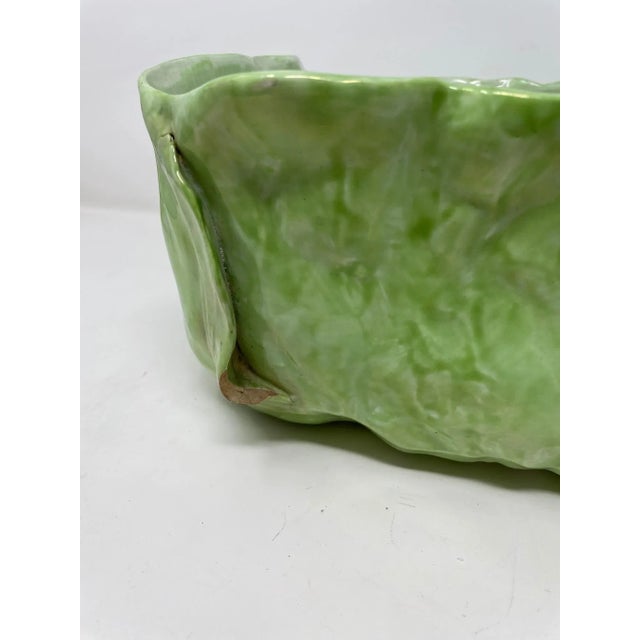 Wannopee Lettuce Leaf, Trade Mark, Majolica 1901-1903 Pottery Bowl For Sale - Image 4 of 11