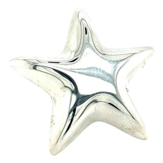 1990s Tiffany & Co Estate Puffed Star Brooch Sterling Silver For Sale
