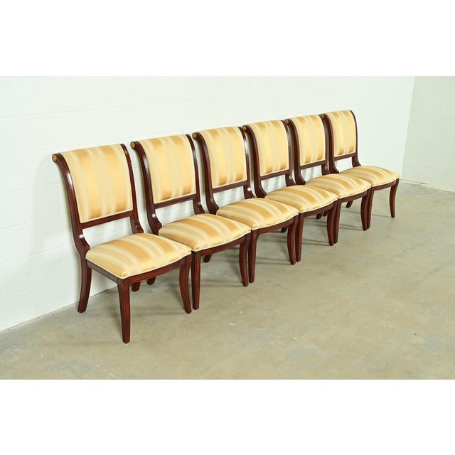 Baker Furniture Company Baker Furniture Style Regency Carved Mahogany Dining Chairs, Set of Six For Sale - Image 4 of 13