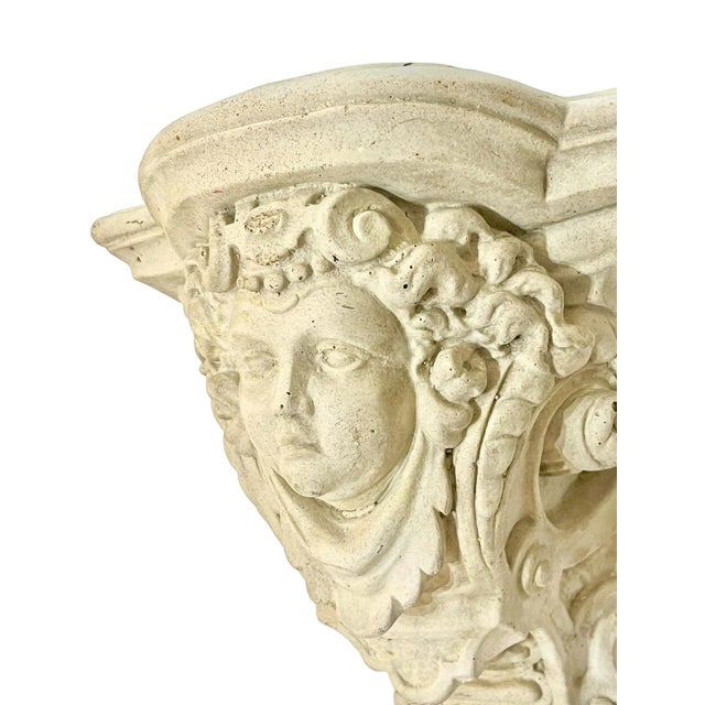 Vintage French Architectural Neoclassical Style Concrete Cherub or Putti Wall Bracket Shelf For Sale - Image 4 of 12