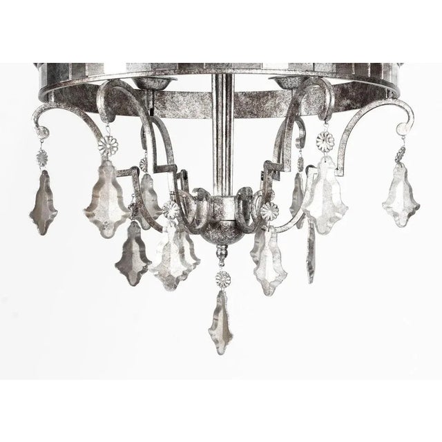 Silver Silvered Bronze and Mirrored Chandelier, Late 20th Century For Sale - Image 8 of 12