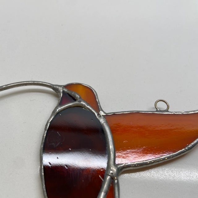 Mid 20th Century Vintage Hummingbird Stained Glass For Sale - Image 5 of 6