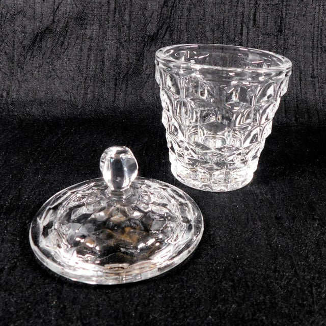 Traditional 1980s Small Cut Glass Honey Pot With Matching Lid For Sale - Image 3 of 4