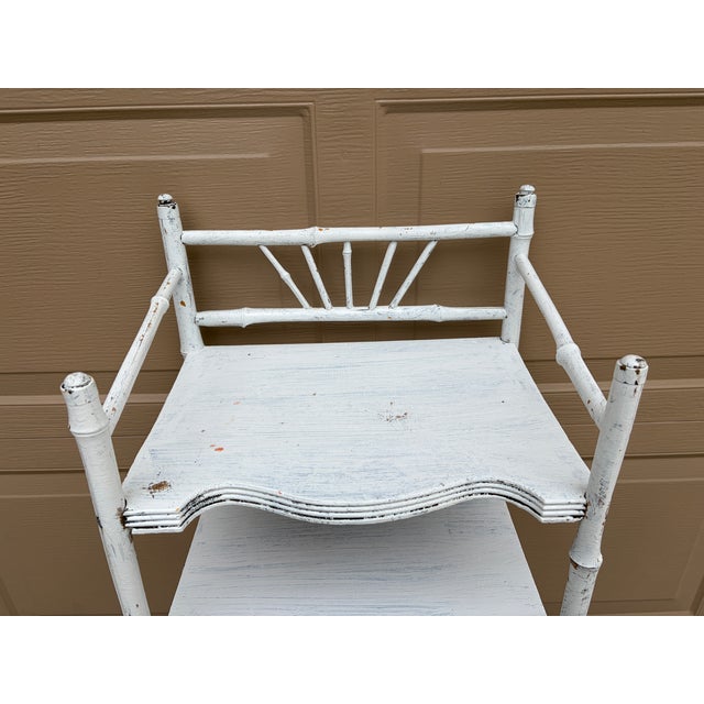 19th Century American Victorian White Painted Bamboo Four-Tier Étagère For Sale - Image 9 of 14