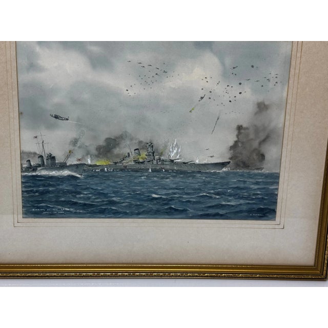 1960s Eric Tufnell Battleship Yamato Naval Battle Watercolor With Provenance For Sale - Image 10 of 12