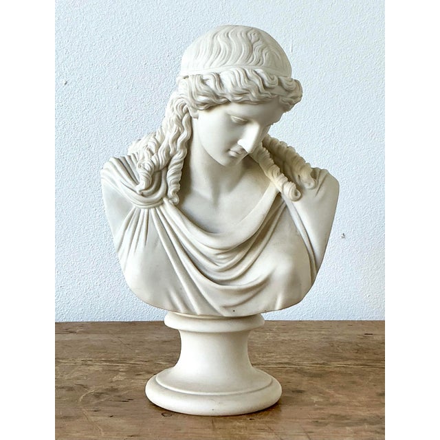 Hollywood Regency Vintage Boho Ceramic Bust of Goddess of Peace For Sale - Image 3 of 12