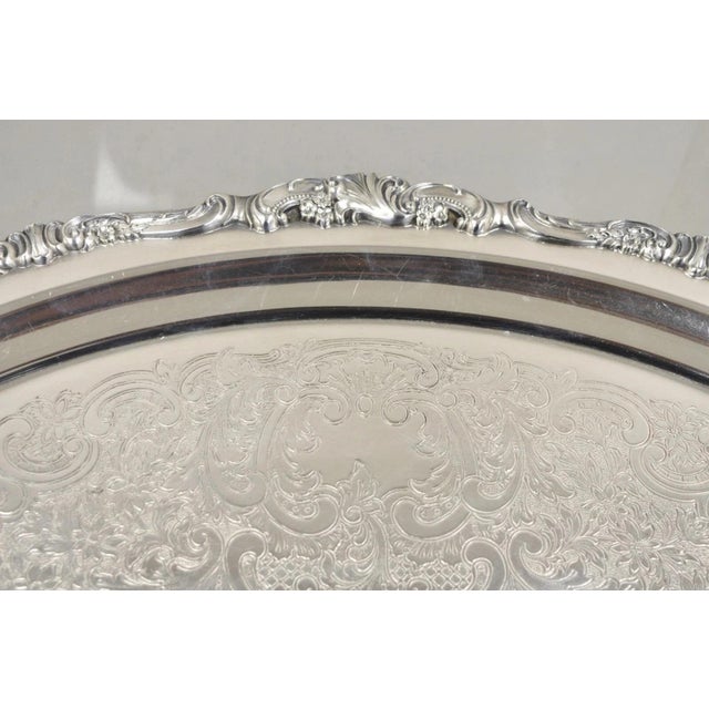 Metal Vintage Baroque by Wallace Oval Silver Plated Victorian Serving Platter Tray For Sale - Image 7 of 11