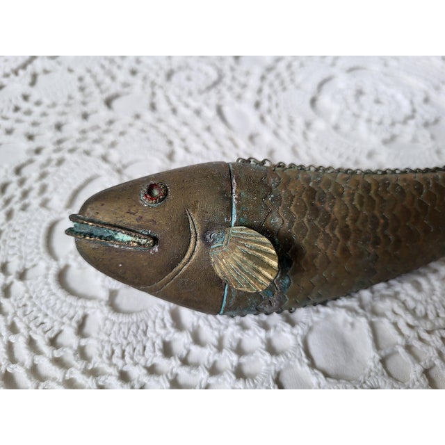 Metal Mid 20th Century French Brass Fish Figurine For Sale - Image 7 of 7