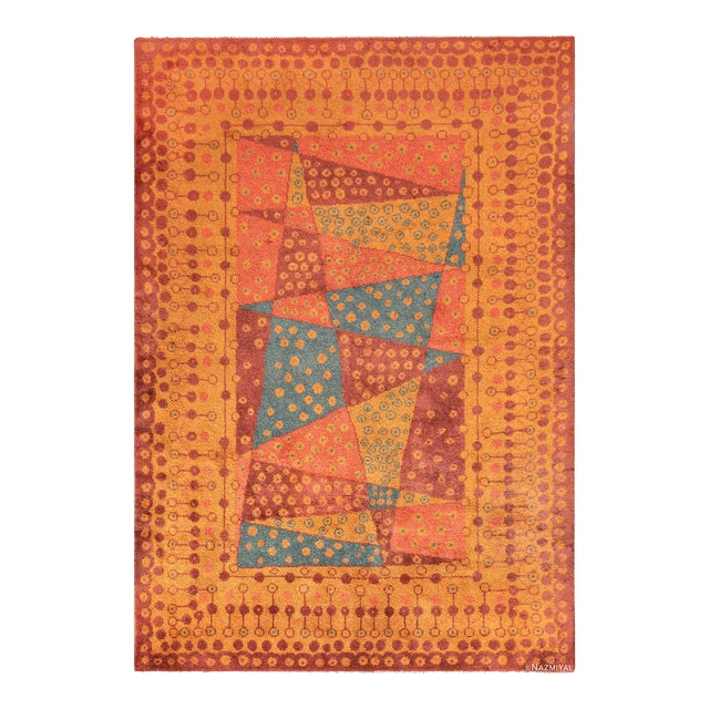 Nazmiyal Collection 1920s Geometric French Art Deco Rug For Sale