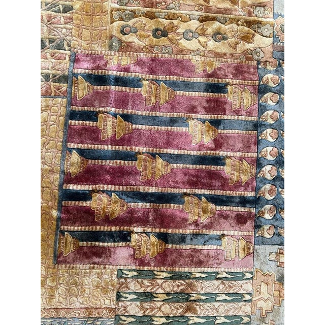 Vintage Chinese Art Deco Silk Rug, 1990s For Sale - Image 9 of 18