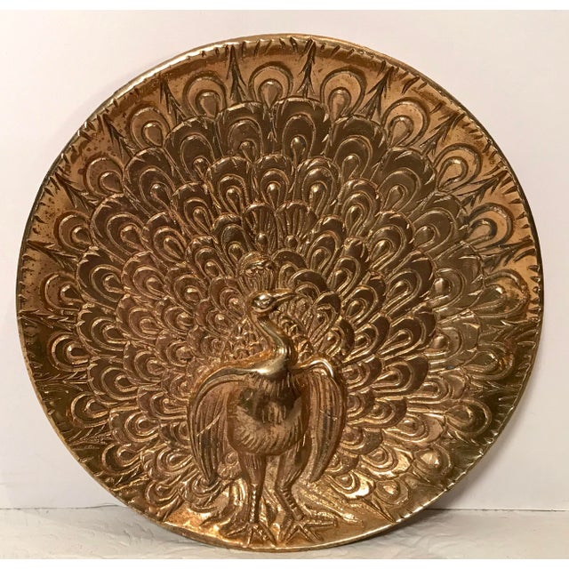 Vintage Brass Embossed Peacock Plate Chairish