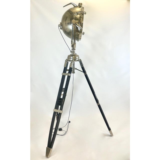 Large Vintage Tripod Aluminum Nickled Floor Lamp, 1980s, in Flawless conditions. Designed 1960 to 1969 Up to 250V...