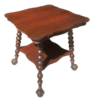 Vintage Mahogany Side Table With Massive Metal and Glass Ball-and-Claw Feet