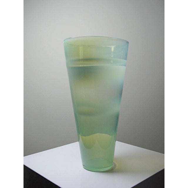 Vintage Scandinavian Opaline Blown Glass Vase in the style of Kosta Boda, 1960s For Sale - Image 4 of 12