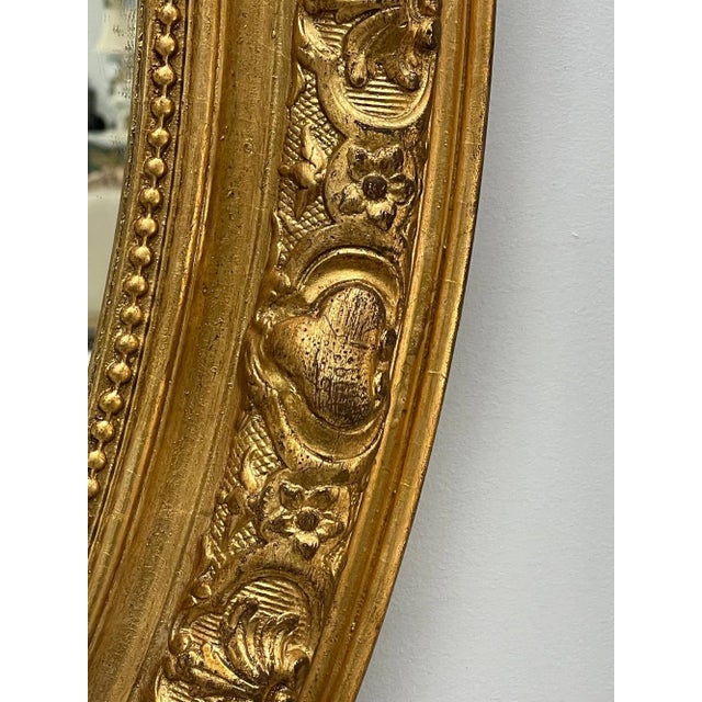 19th Century Gilt Wood Carved Wall or Console Mirror. Cherub, Floral Decorated For Sale - Image 9 of 10
