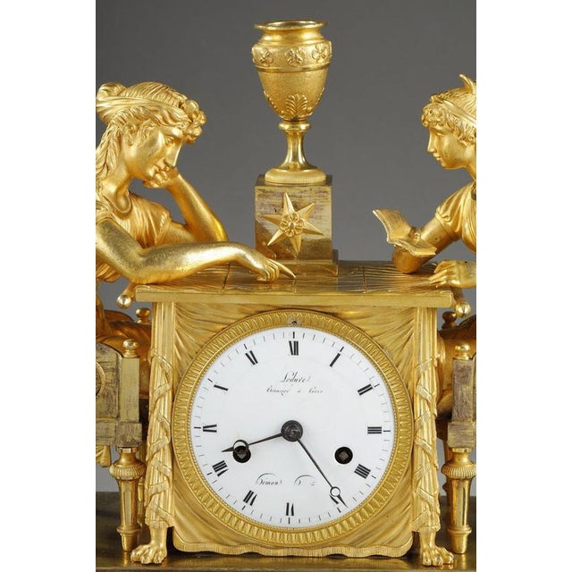 Metal Early 19th Century Empire Astronomy Lesson Clock, 1800s For Sale - Image 7 of 18