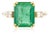 Two Tone 18k Gold Genuine Emerald Three Stone Ring Size 6 For Sale