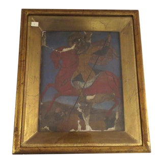 Antique Spanish Horseback Rider Gesso Painting, Framed For Sale