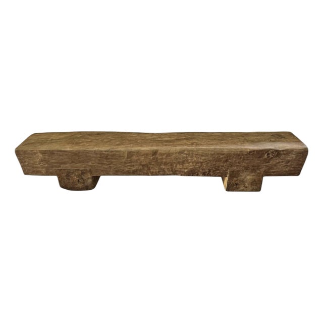 Monumental Solid Teak Wood Bench Modern Organic, Stunning Wood Textures For Sale
