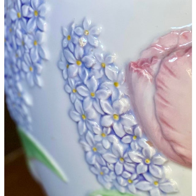 Japanese Vintage Tulip and Lilac Ceramic Cachepot By Mary Ann Baker For Sale - Image 3 of 9