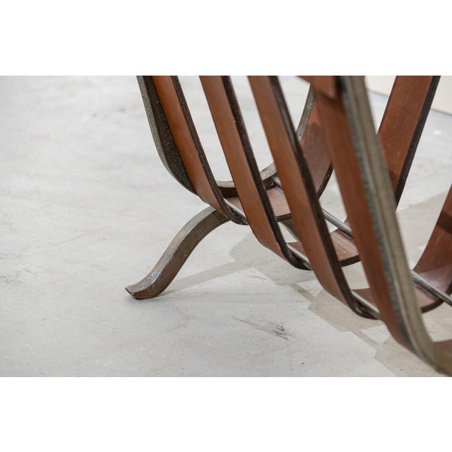 Mid-Century Modern Mid-Century French Iron and Leather Magazine Rack, 1950s For Sale - Image 3 of 6