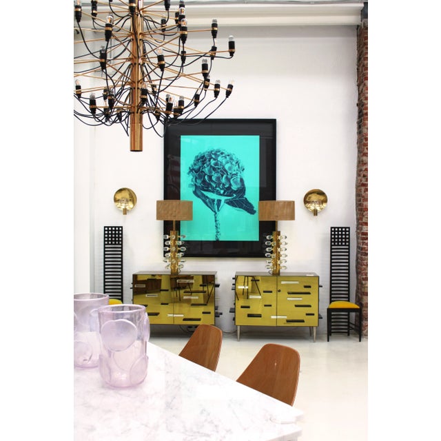 Metal Italian Mid-Century Modern Sculptural Murano Glass Table Lamps, Set of 2 For Sale - Image 7 of 8