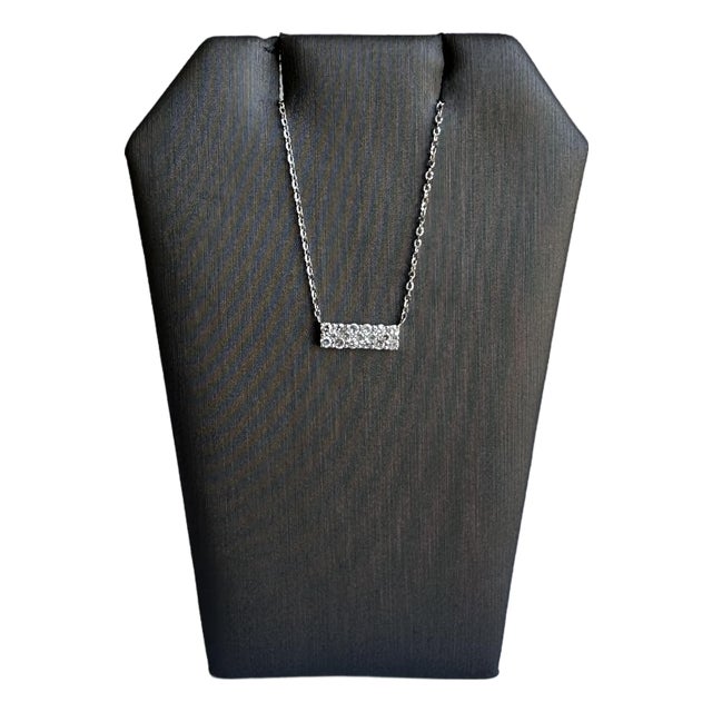 Diamond Bar Necklace in 14kt White Gold - 0.21ctw Natural Diamonds, Adjustable For Sale