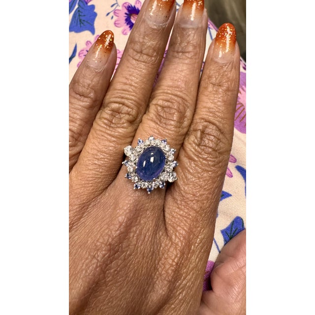 Roshe Jewels Sapphire Ring With Diamonds White Gold Cocktail Ring, 5.20 Carats,, Size 7 For Sale - Image 9 of 9