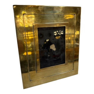 Italian Polished Brass Geometric Picture Frame, 1970s For Sale