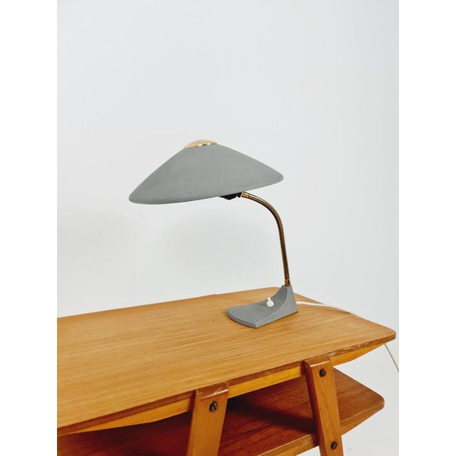 Art Deco German Brass Metal Table Lamp, 1950s For Sale - Image 4 of 11