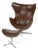 1974 Brown Leather Arne Jacobsen Fritz Hansen Egg Chair & Ottoman For Sale