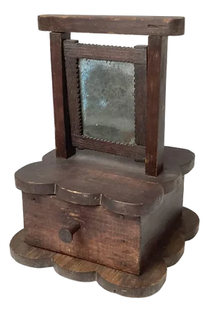 Antique Primitive Tramp Art Dresser Box With Mirror