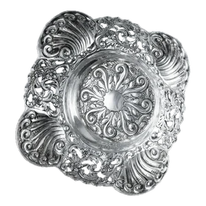19th Century English Art Nouveau Sterling Silver Repoussé Nut Dish
