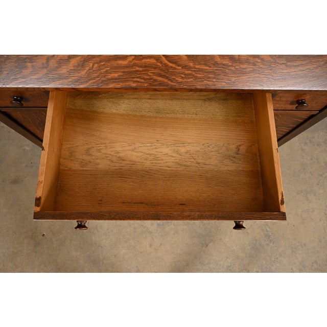 L. & J. G. Stickley Antique Mission Oak Arts & Crafts Drop Front Secretary Desk, Newly Refinished For Sale - Image 10 of 15