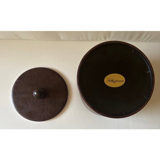 Kraftware 1970's Hollywood Regency Georges Briard Style Brown Leatherette Ice Bucket by Kraftware Elegance For Sale - Image 4 of 10