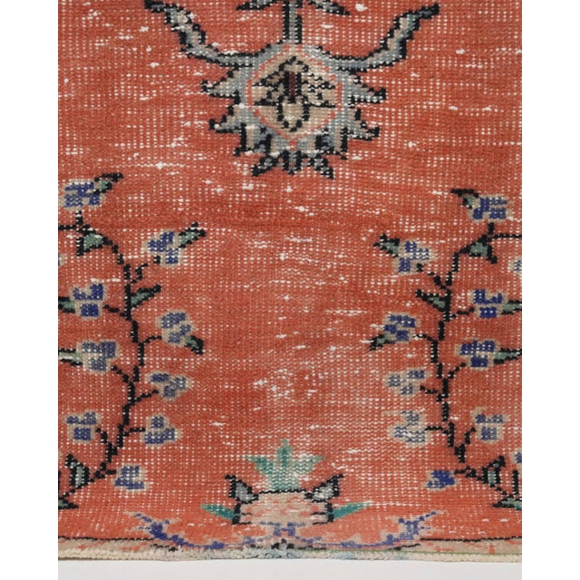 1970s Vintage Turkish Oushak Handmade Wool Cotton Orange Area Rug For Sale In San Francisco - Image 6 of 11