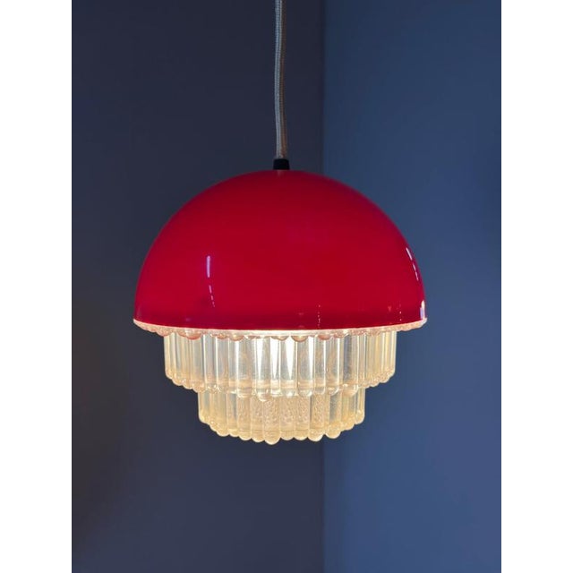 Red Plastic Hanging Lamp For Sale - Image 5 of 11