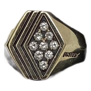 14k Gold and Diamond Us West Service Award Ring, Size 9.25 For Sale