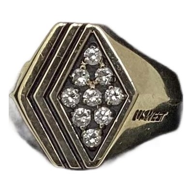 14k Gold and Diamond Us West Service Award Ring, Size 9.25 For Sale