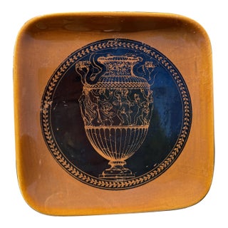 Early Piero Fornasetti Milano Italy Porcelain "Vasi" Square Plate Vintage Mid Century Italian Pottery Catchall Tray For Sale